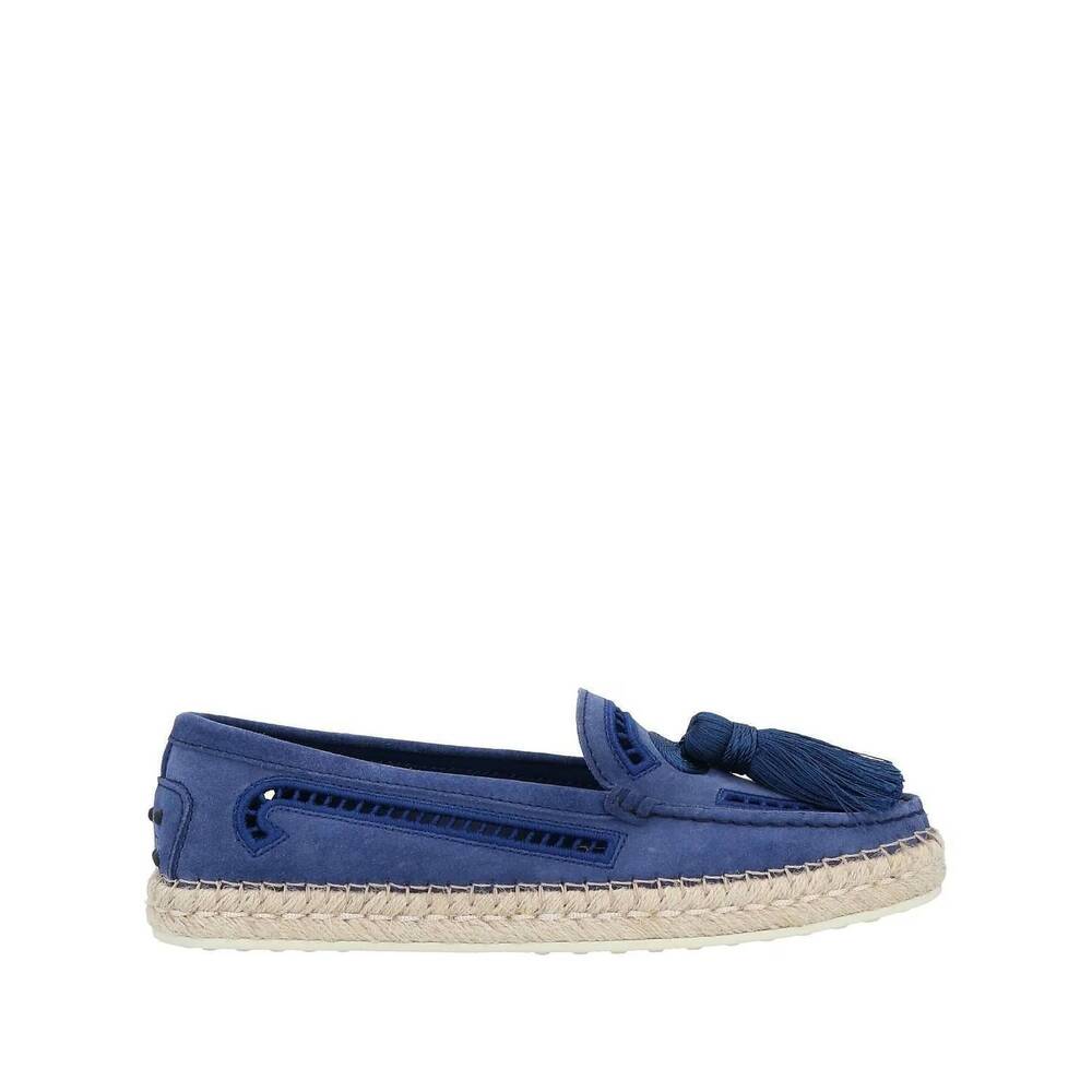 NEW TOD'S women's leather espadrilles in blue